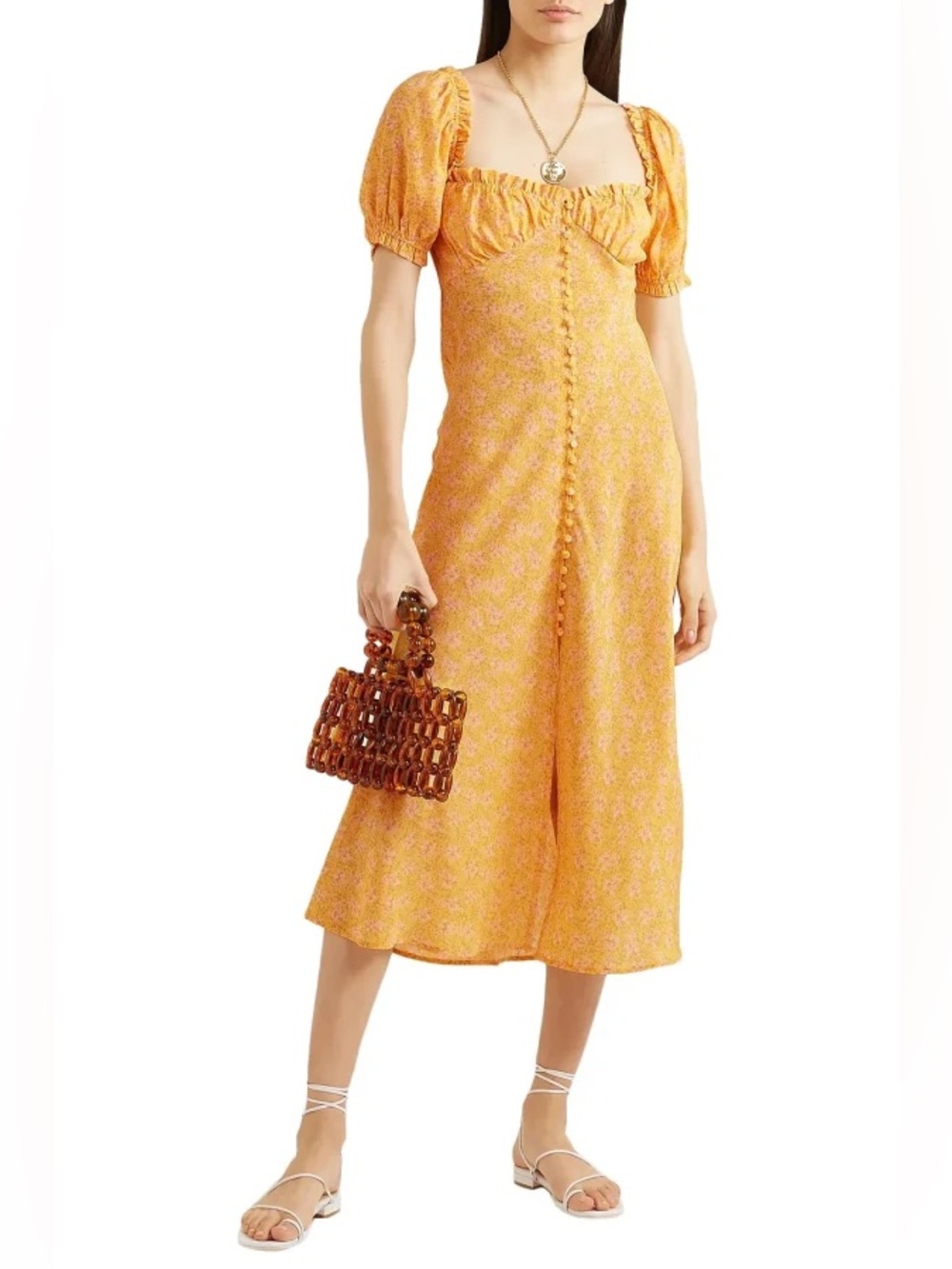 RIXO Tammy Floral Silk Blend Maxi Dress Cottagecore Romantic Wedding Guest